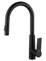 Смеситель для кухни с выдвижным изливом WONZON & WOGHAND, Черный матовый (WW-A20782-MB) - Gidratop.ru изображение