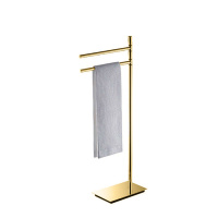 Colombo Square Стойка с двойным п/держателем H87см, напольная, цвет: PVD золото матовое - Gidratop.ru изображение