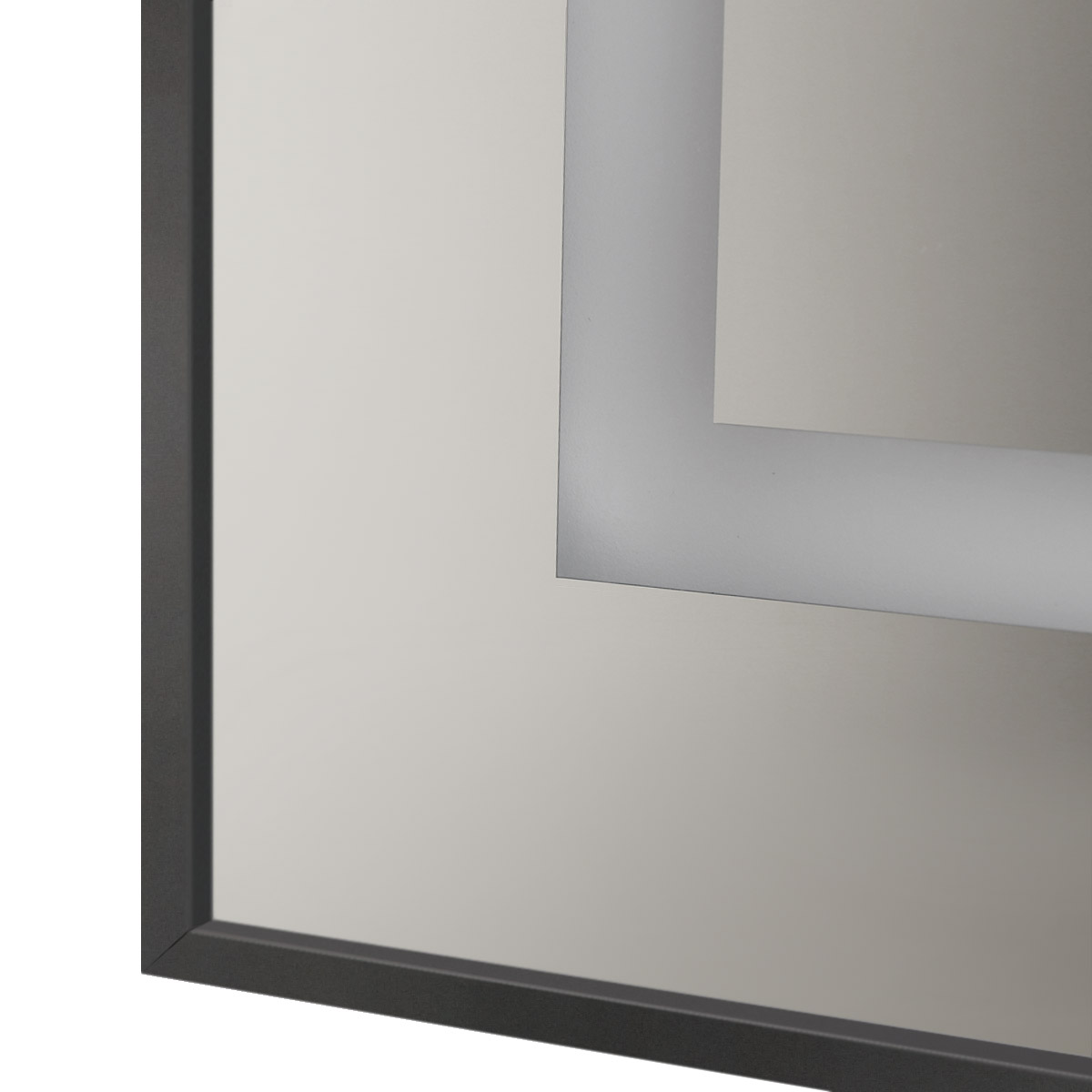 Зеркало в алюминиевой раме со встроенным светильником и сенсорным выключателем по периметру рамы, SPC-KRAFT-800-800-SENS-NERO, 800x800x32 мм - Gidratop.ru изображение