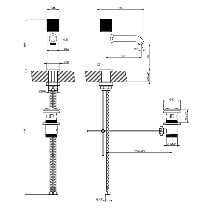 GESSI HABITO DIAMANTATO смеситель для раковины на 1 отверстие, однорычажный, в комплекте с донным клапаном, цвет хром - Gidratop.ru изображение
