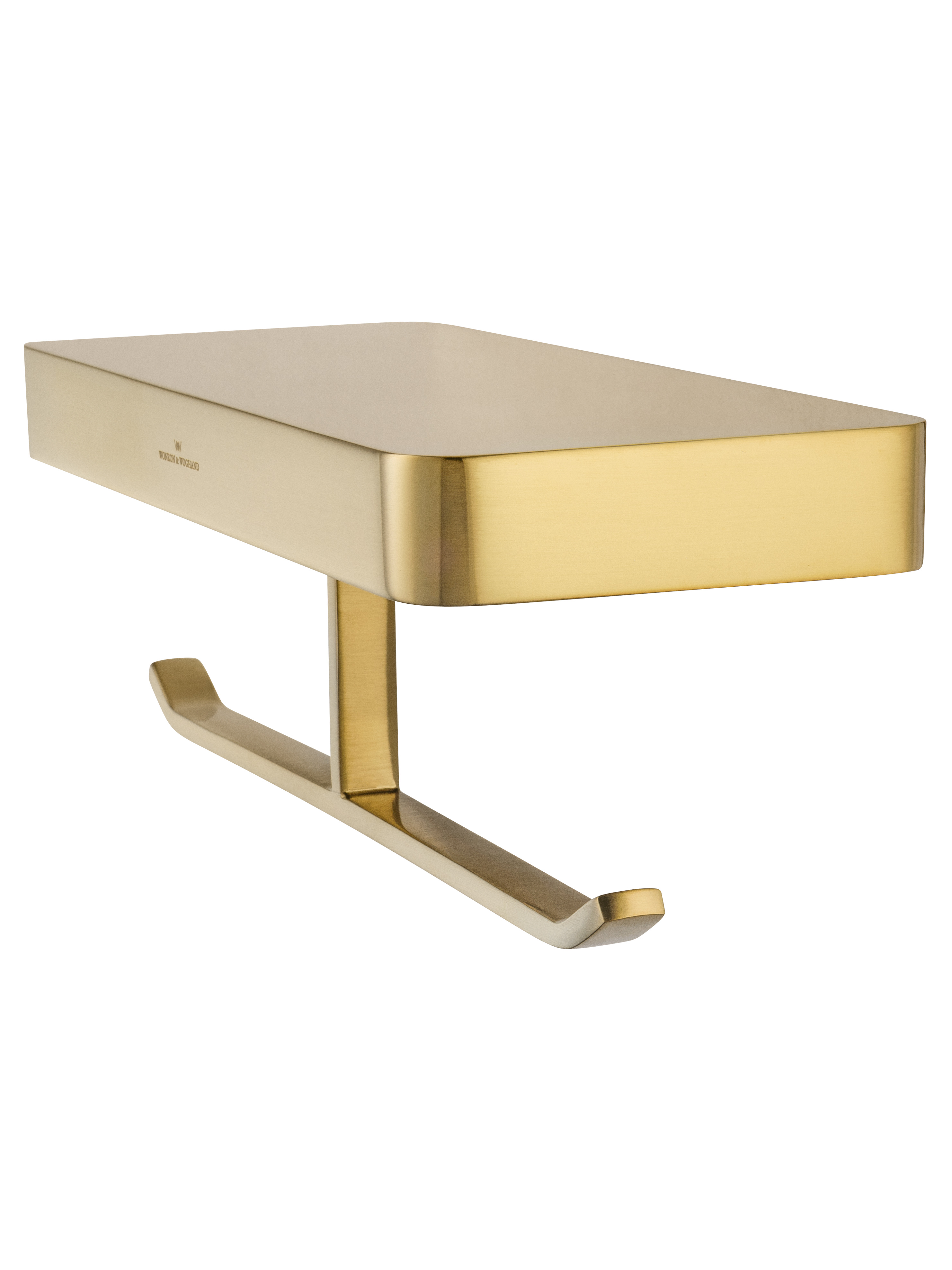 Двойной держатель для туалетной бумаги с полкой WONZON & WOGHAND LOTTE, Брашированное золото (WW-8356-BG) - Gidratop.ru изображение