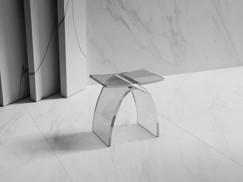 Стульчик для ванной прозрачный ABBER Kristall AT1739Perle - Gidratop.ru изображение