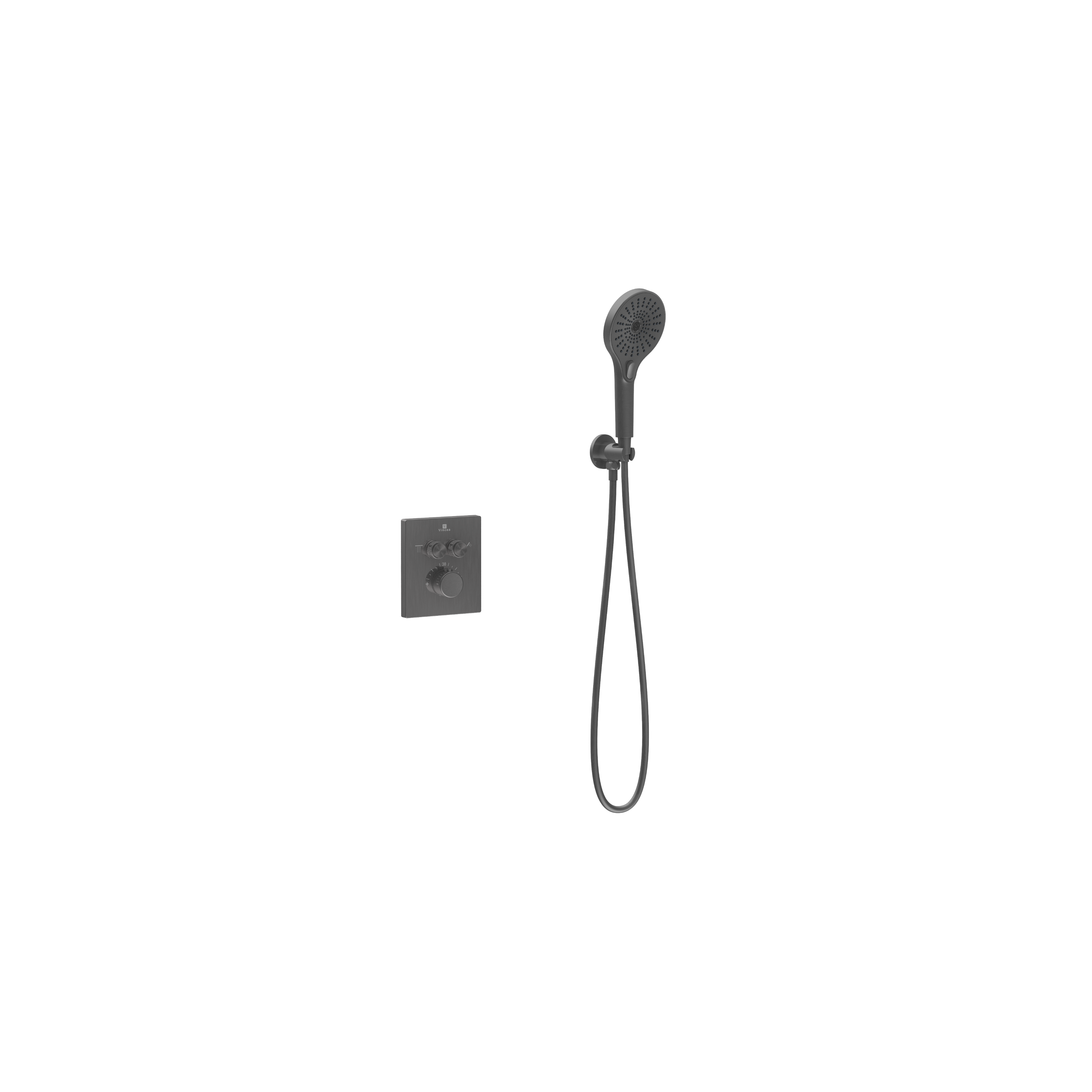 Душевой комплект Inspire VSFW-3I21MT5GM встраиваемый, термостат, двухрежимный, вороненая сталь - Gidratop.ru изображение