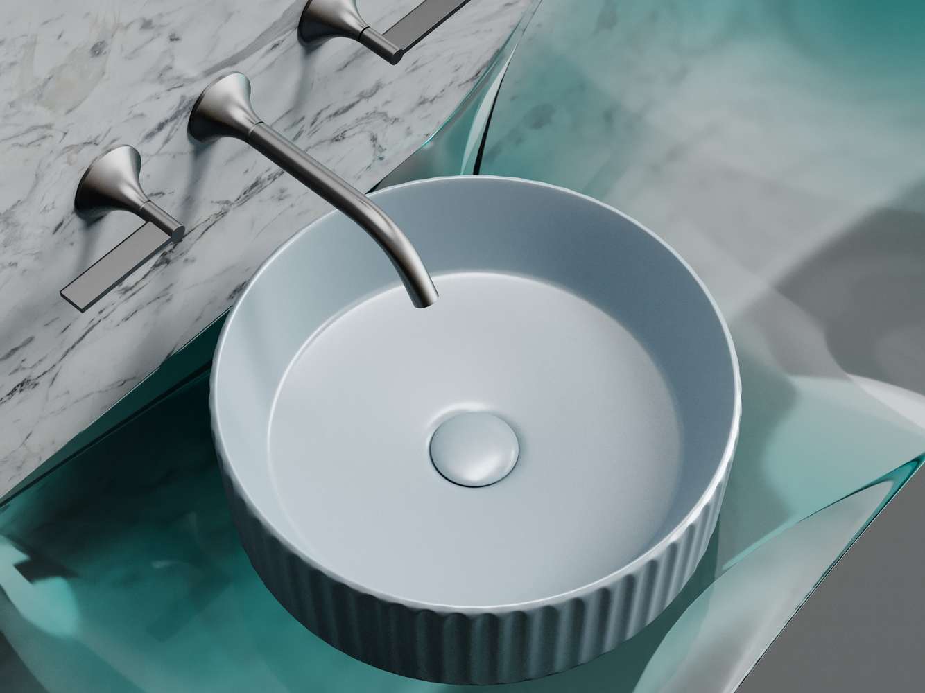 Умывальник чаша накладная круглая (цвет Серо-x - Gidratop.ru изображение