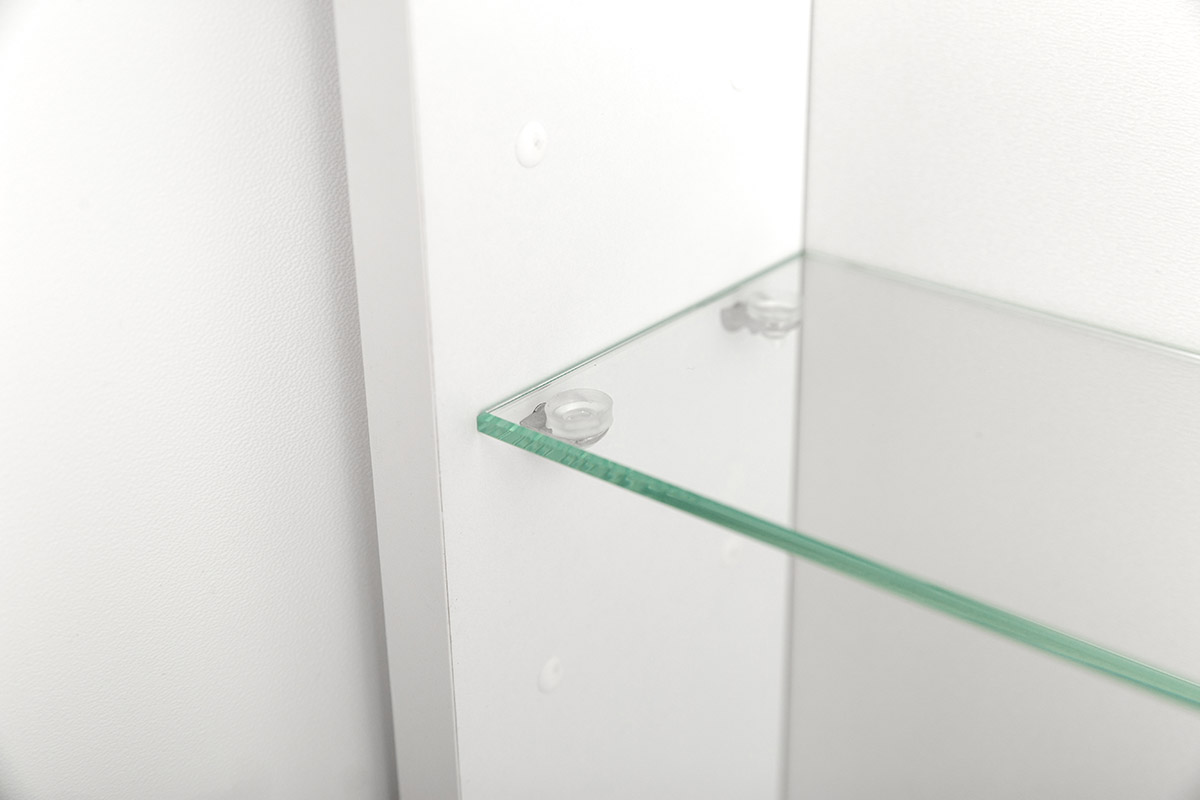 Зеркальный шкаф с одной распашной дверью, с двумя стеклянными полками, со встроенной подсветкой и сенсорным выключателем SPC-GRT-600/800-1A-LED-TCH, 12W, 220-240V, 600x800x150 - Gidratop.ru изображение