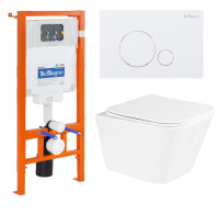 Комплект 3 в 1 Унитаз подвесной с сиденьем BelBagno DUE BB3103CHR/SC + Система инсталляции для унитазов BelBagno BB002-80  с кнопкой смыва BB014-SR-BIANCO - Gidratop.ru изображение