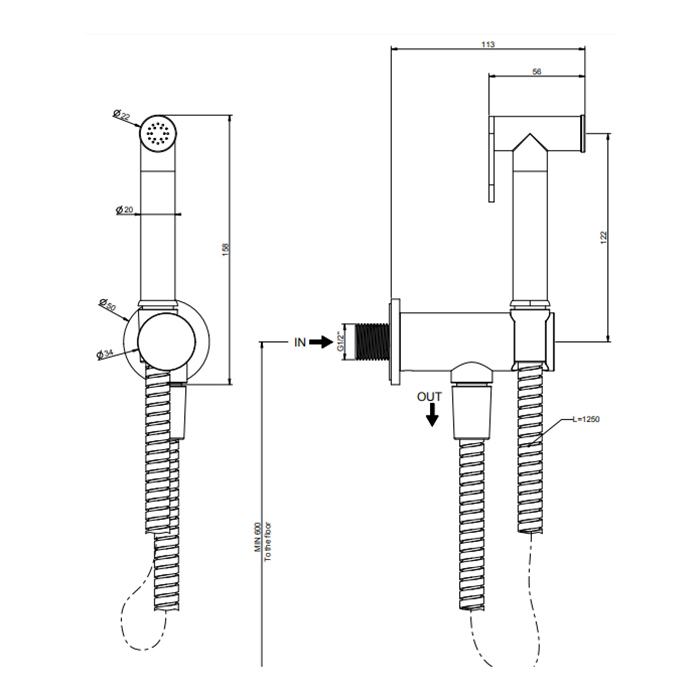 Gessi Transparenze гигиенический душ, цвет: Black Metal Brushed PVD - Gidratop.ru изображение