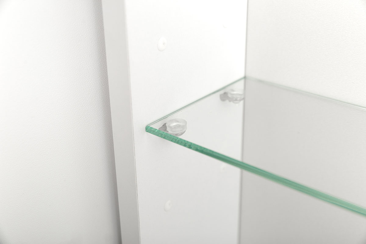 Зеркальный шкаф с одной распашной дверью, с двумя стеклянными полками, со встроенной подсветкой и сенсорным выключателем SPC-GRT-500/800-1A-LED-TCH, 12W, 220-240V, 500x800x150 - Gidratop.ru изображение