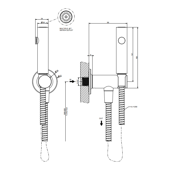 GESSI INCISO гигиенический душ на 1/2, цвет: хром - Gidratop.ru изображение