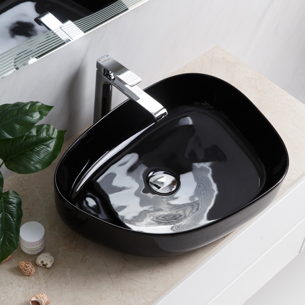 Раковина керамическая накладная черная BB1435-NERO, 550x400x140 - Gidratop.ru изображение