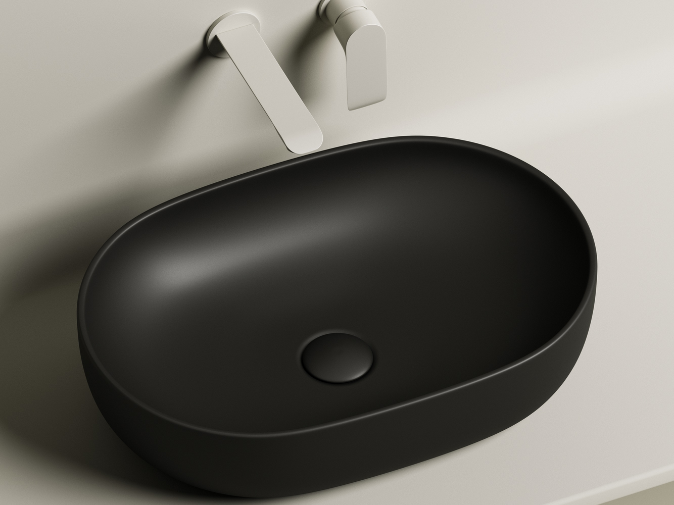 Умывальник чаша накладная овальная (цвет Черный Матовый) Element 600x415x135мм - Gidratop.ru изображение