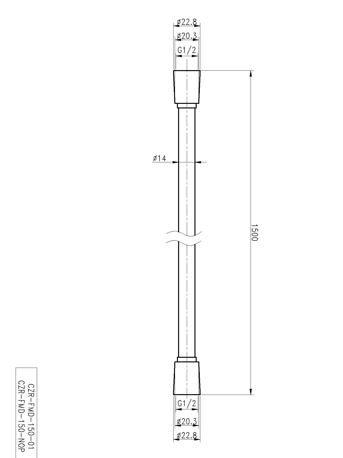CZR-FMD-150-01 Гибкий шланг PVC, длина 1,5 м, хром - Gidratop.ru изображение