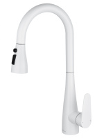 Смеситель для кухни с выдвижным изливом WONZON & WOGHAND, Белый матовый (WW-121E201B-MW) - Gidratop.ru изображение