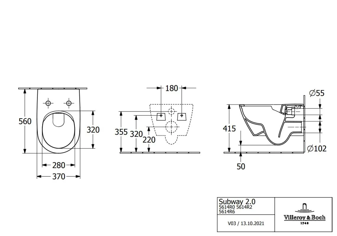 Подвесной безободковый унитаз Villeroy&Boch Subway 2.0 5614 R0R1, альпийский белый CeramicPlus - Gidratop.ru изображение