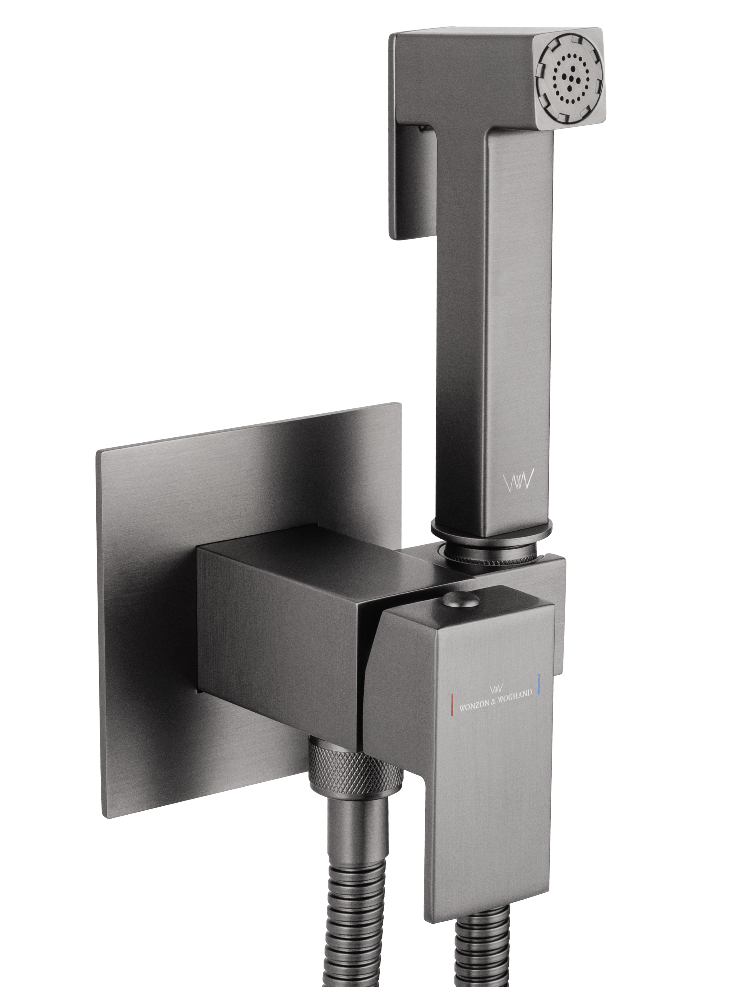 Смеситель с гигиеническим душем встраиваемый WONZON & WOGHAND, Темный графит (WW-88829903-BGM) - Gidratop.ru изображение