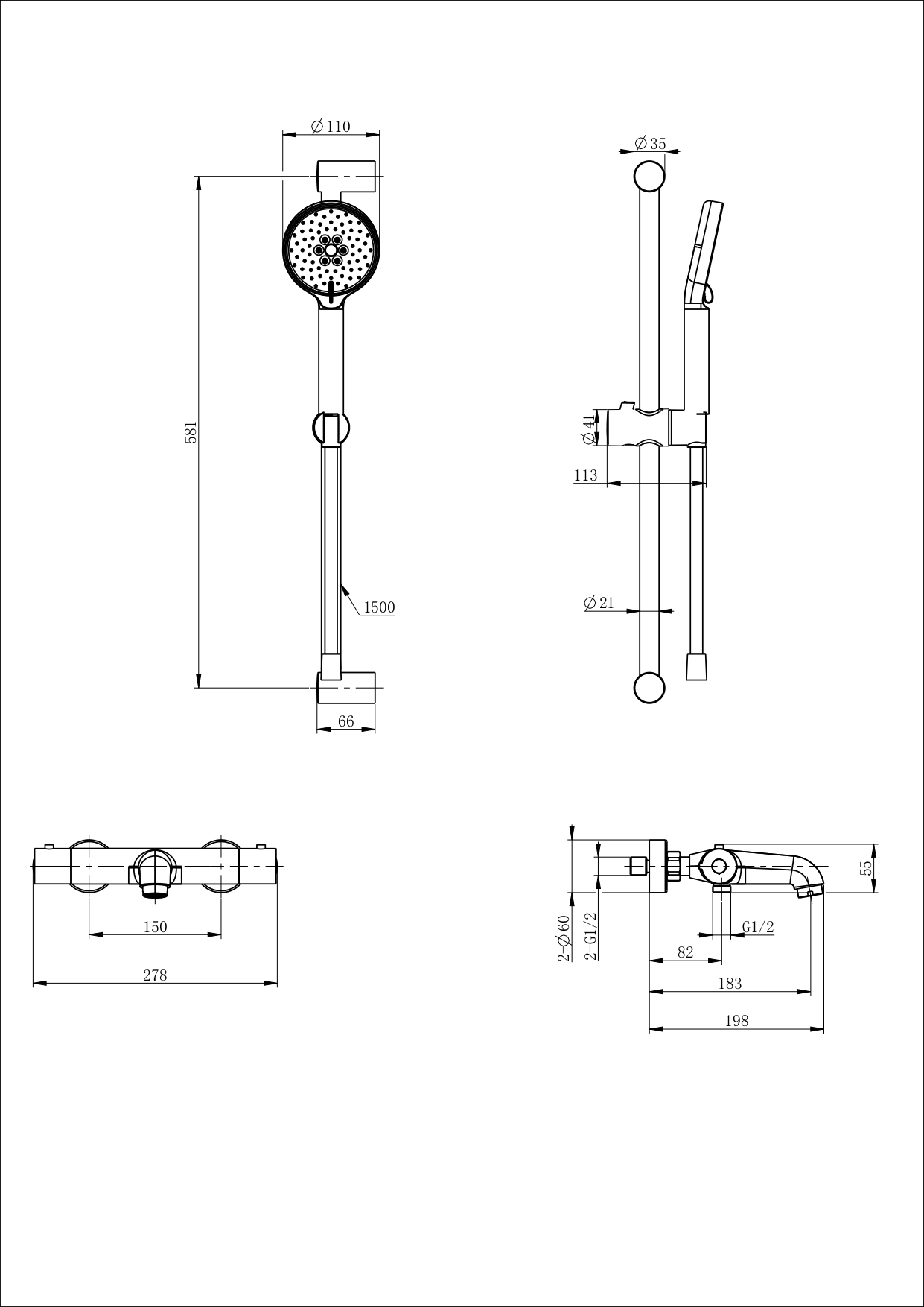Смеситель для ванны с душевым гарнитуром и термостатом WONZON & WOGHAND, Белый матовый (WW-C2006-A-MW) - Gidratop.ru изображение