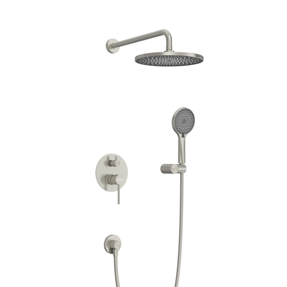 RELAX-DSET-IN Душевой комплект встраиваемый (смеситель встраиваемый, верхний душ, ручной душ со шлангом, штуцер с держателем), сатин - Gidratop.ru изображение