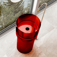 Раковина отдельностоящая прозрачная ABBER Kristall AT2701Rubin красная - Gidratop.ru изображение