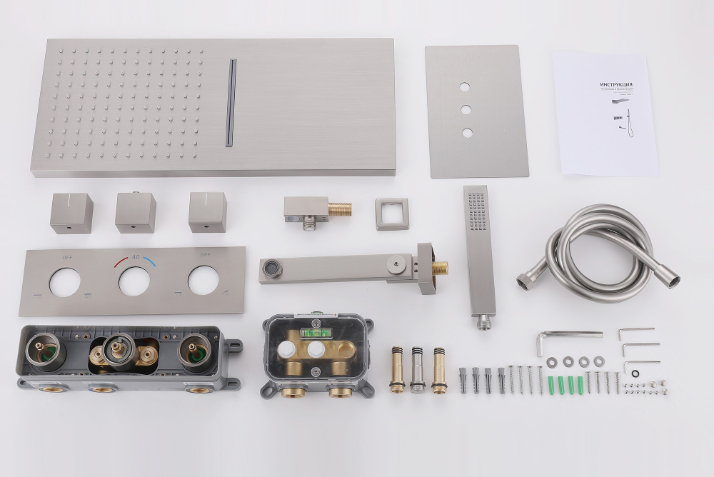 Душевая система ABBER Daheim AF8253SP скрытого монтажа с изливом, термостат, хром - Gidratop.ru изображение