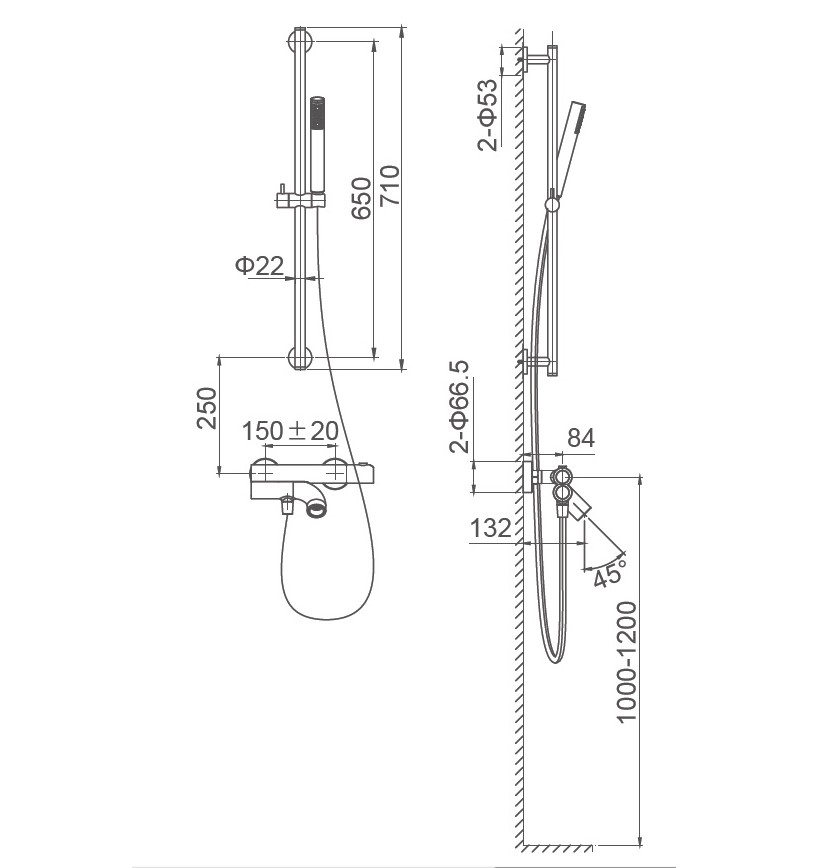 Смеситель для ванны с душевым гарнитуром и термостатом WONZON & WOGHAND LOOP, Черный матовый (WW-311-00-508) - Gidratop.ru изображение