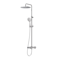 LEAF-CDA-30-L-01 Душевая стойка телескопическая, с верхним и ручным душем, верхний душ диаметр 300 мм металл, исполнение Хром - Gidratop.ru изображение