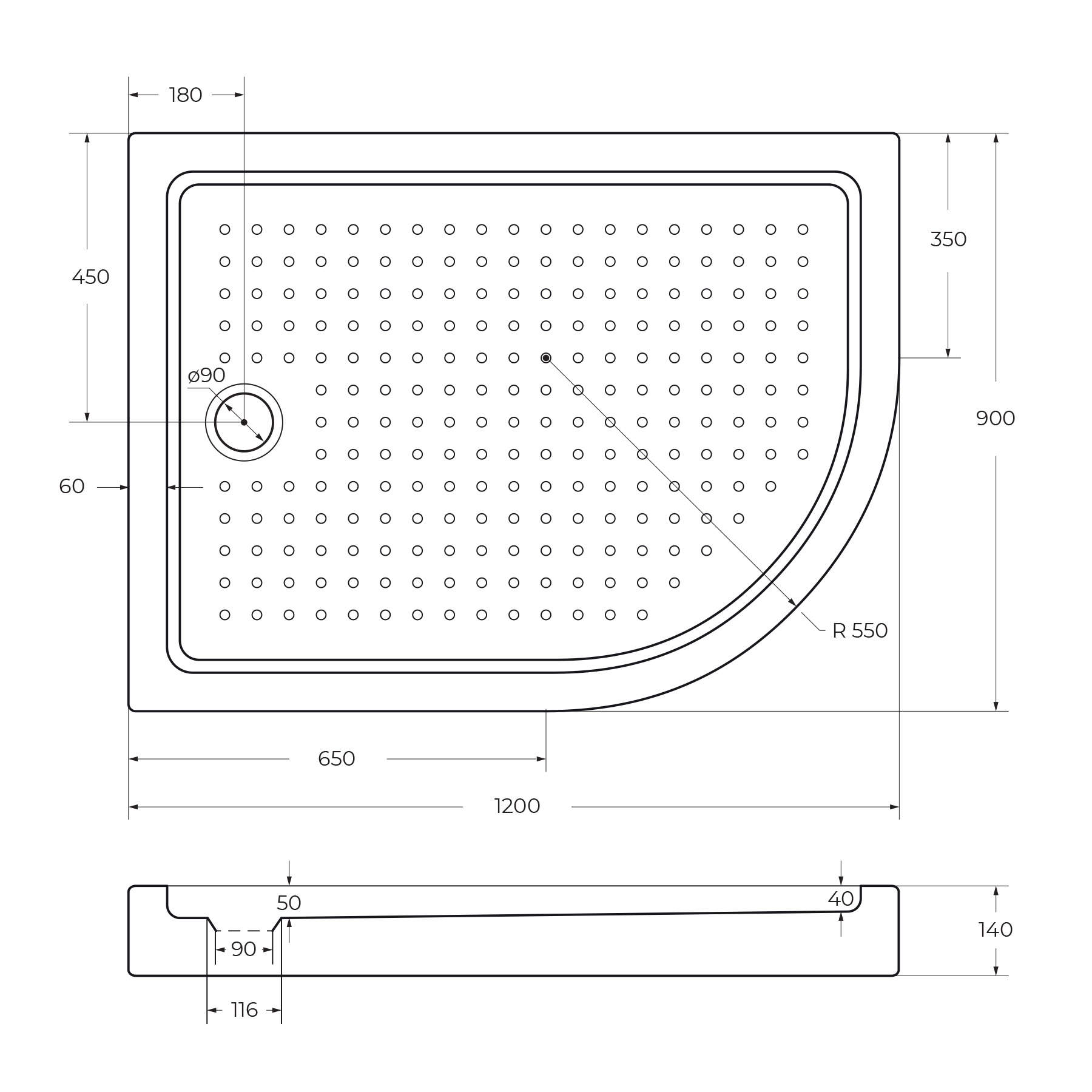 Акриловый поддон CEZARES TRAY-A-RH-120/90-550-15-W-L - Gidratop.ru изображение