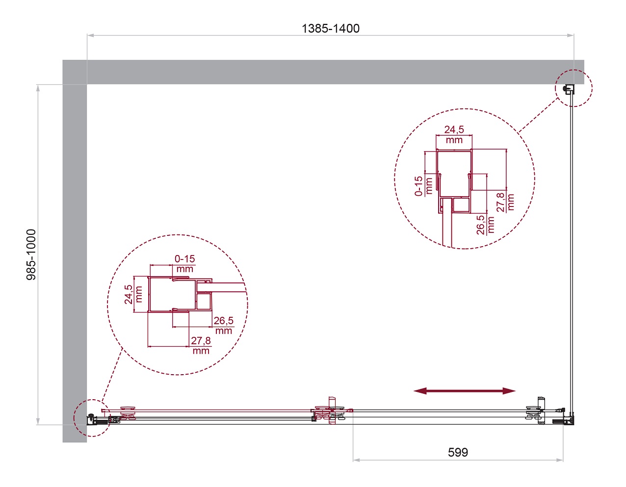 Душевой уголок BelBagno LUCE-AH-1-140/100-C-Cr - Gidratop.ru изображение