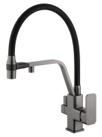 Смеситель для кухни с гибким изливом и подключением фильтра WONZON & WOGHAND, Темный графит (WW-88458013-BGM) - Gidratop.ru изображение