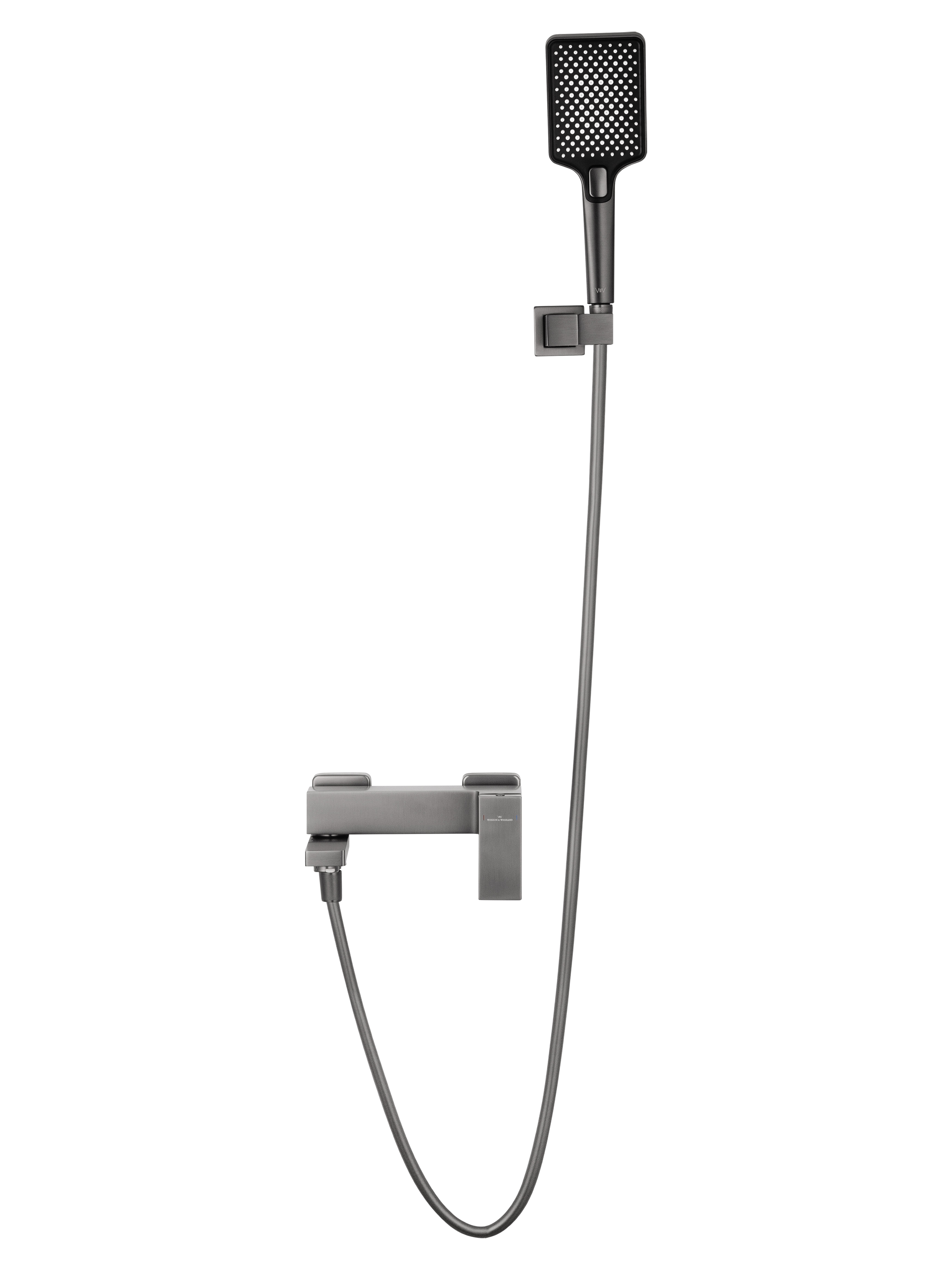 Смеситель для ванны с душем WONZON & WOGHAND CUBE, Темный графит (WW-88639016-BGM) - Gidratop.ru изображение