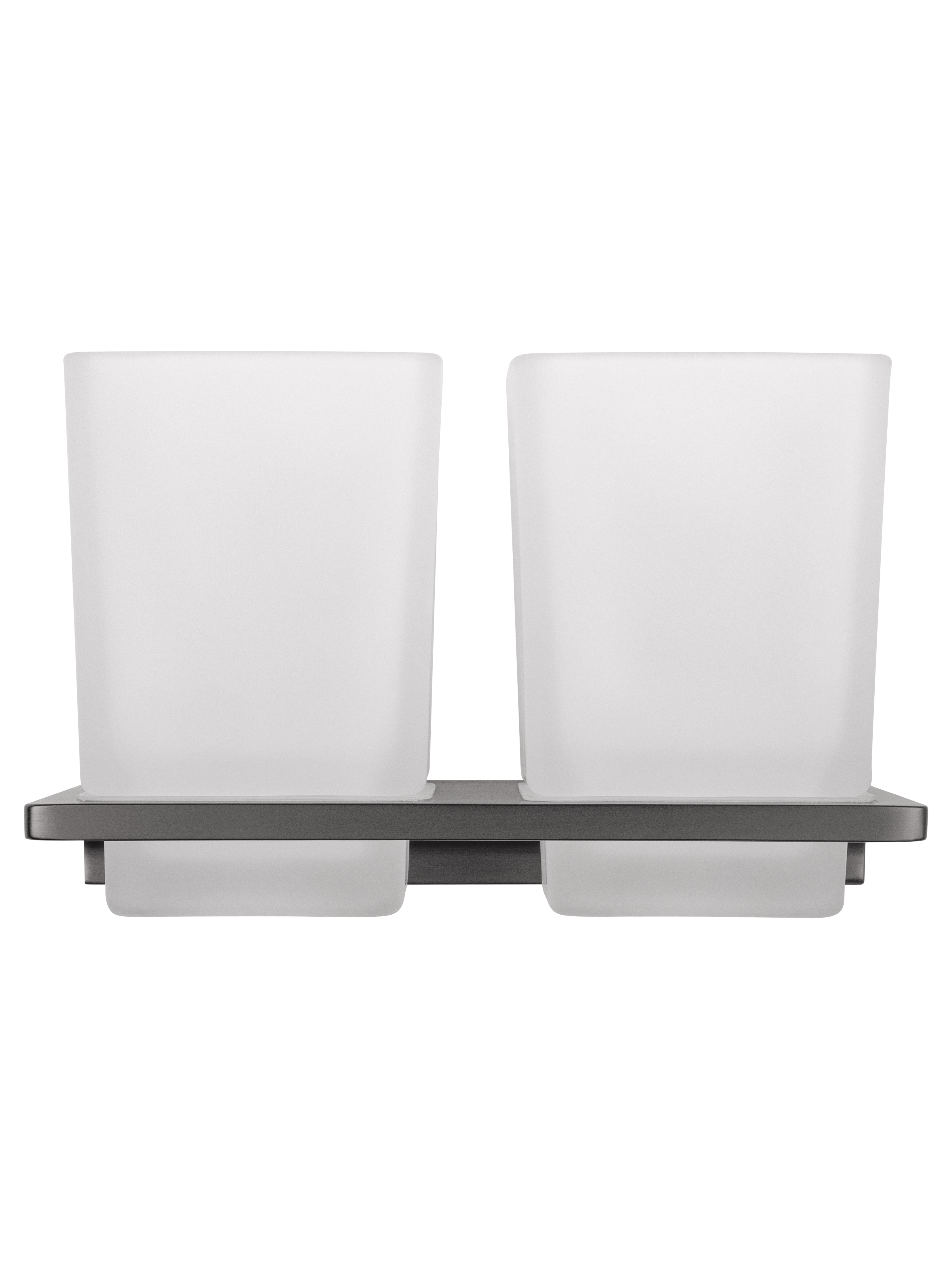 Два стакана для зубных щеток с держателем WONZON & WOGHAND ECLIPSE, Темный графит (WW-9128-GM) - Gidratop.ru изображение