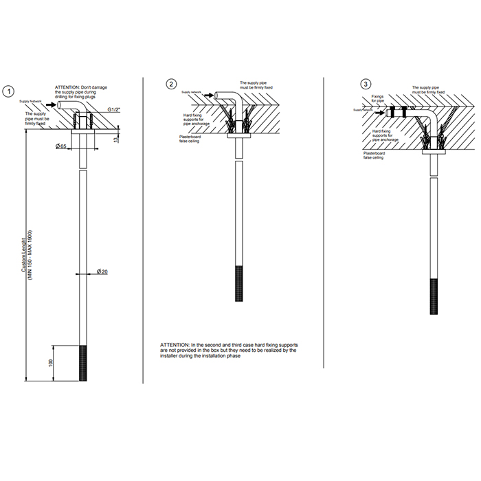 GESSI 316 излив потолочный для удаленного управления, длина под заказ(365-1900мм), цвет: brushed black metal pvd - Gidratop.ru изображение
