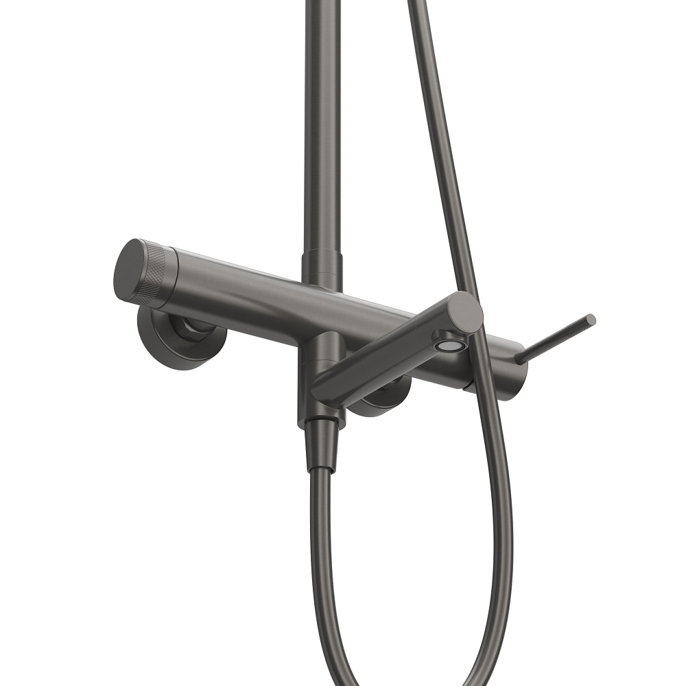 RELAX-CVD-GM Душевая стойка со смесителем и изливом, оружейная сталь - Gidratop.ru изображение