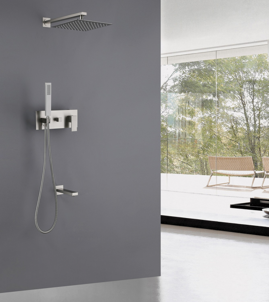 Душевая система ABBER Daheim AF8217SP скрытого монтажа с изливом, сатин - Gidratop.ru изображение