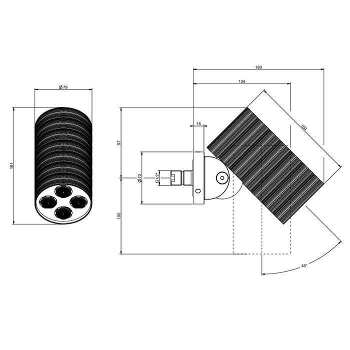 GESSI 316 TRAME верхний душ Oslash;79 мм., с настенным креплением, 4 струи, цвет Steel Brushed - Gidratop.ru изображение