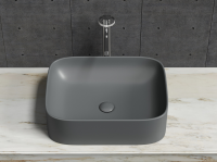 Умывальник чаша накладная прямоугольная (Темный Антрацит Матовый) Element 505x380x150мм