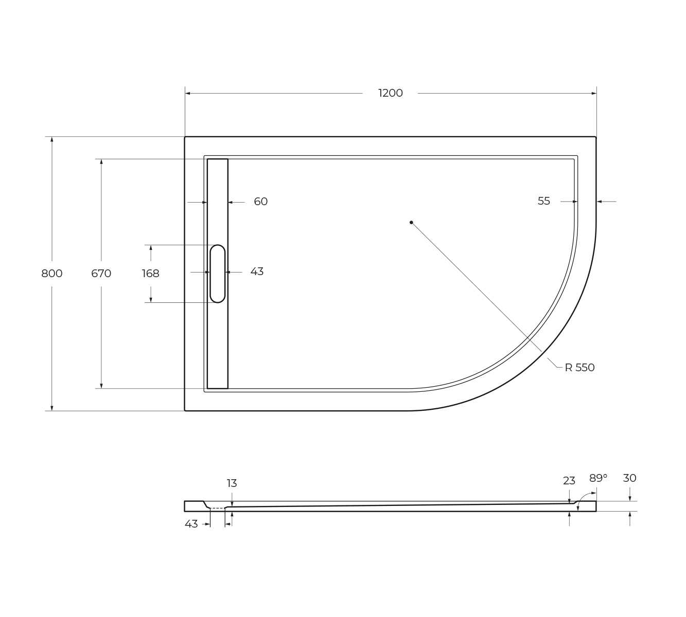 Поддон из искусственного мрамора CEZARES TRAY-AS-RH-120/80-30-W-L - Gidratop.ru изображение