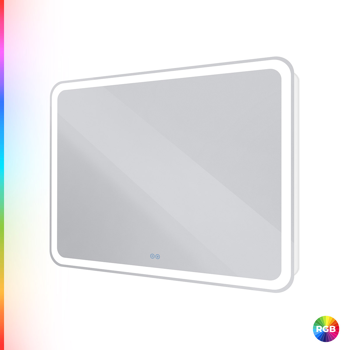 MULTICOLORE Зеркало со встроенной разноцветной подсветкой RGB и сенсорным выключателем CZR-SPC-MC-1200-800-RGB-TCH, 12V, 220-240V, 1200x800x30 - Gidratop.ru изображение