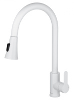 Смеситель для кухни с выдвижным изливом WONZON & WOGHAND, Белый матовый (WW-121E201L-MW) - Gidratop.ru изображение