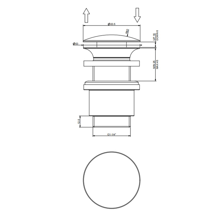 Gessi донный клапан для раковины StopGo на 1 1/4, без слива-перелива, цвет Finox Brushed Nickel - Gidratop.ru изображение