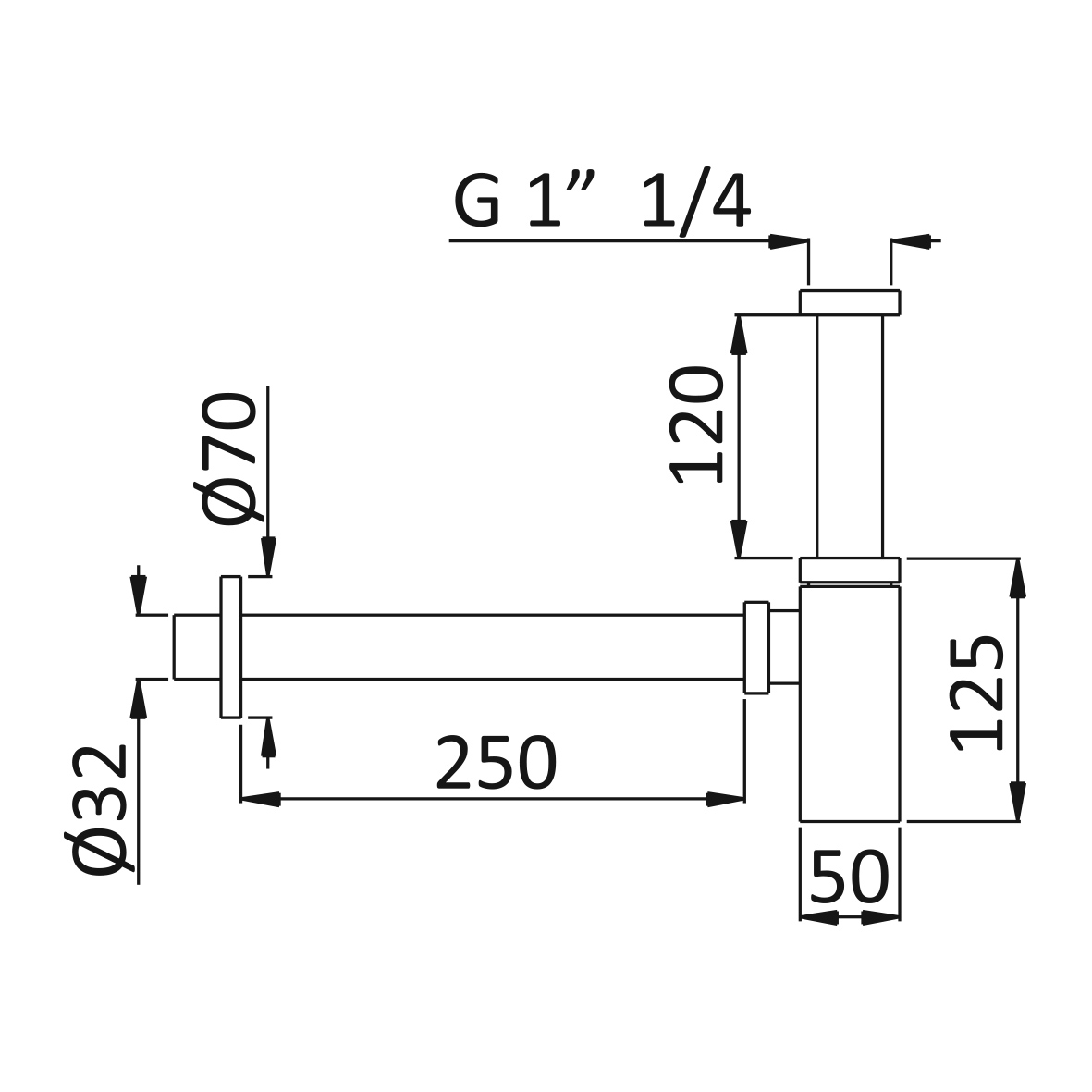 CZR-B-SMQ-NOP Сифон под раковину квадратный, исполнение черный матовый - Gidratop.ru изображение