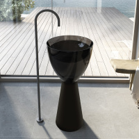 Раковина отдельностоящая прозрачная ABBER AT2703Onyx-Black черный/черный матовый - Gidratop.ru изображение