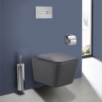 Унитаз подвесной Q-Line VT1-12MA безободковый, цвет антрацит мат., ультратонкое soft close сиденье - Gidratop.ru изображение