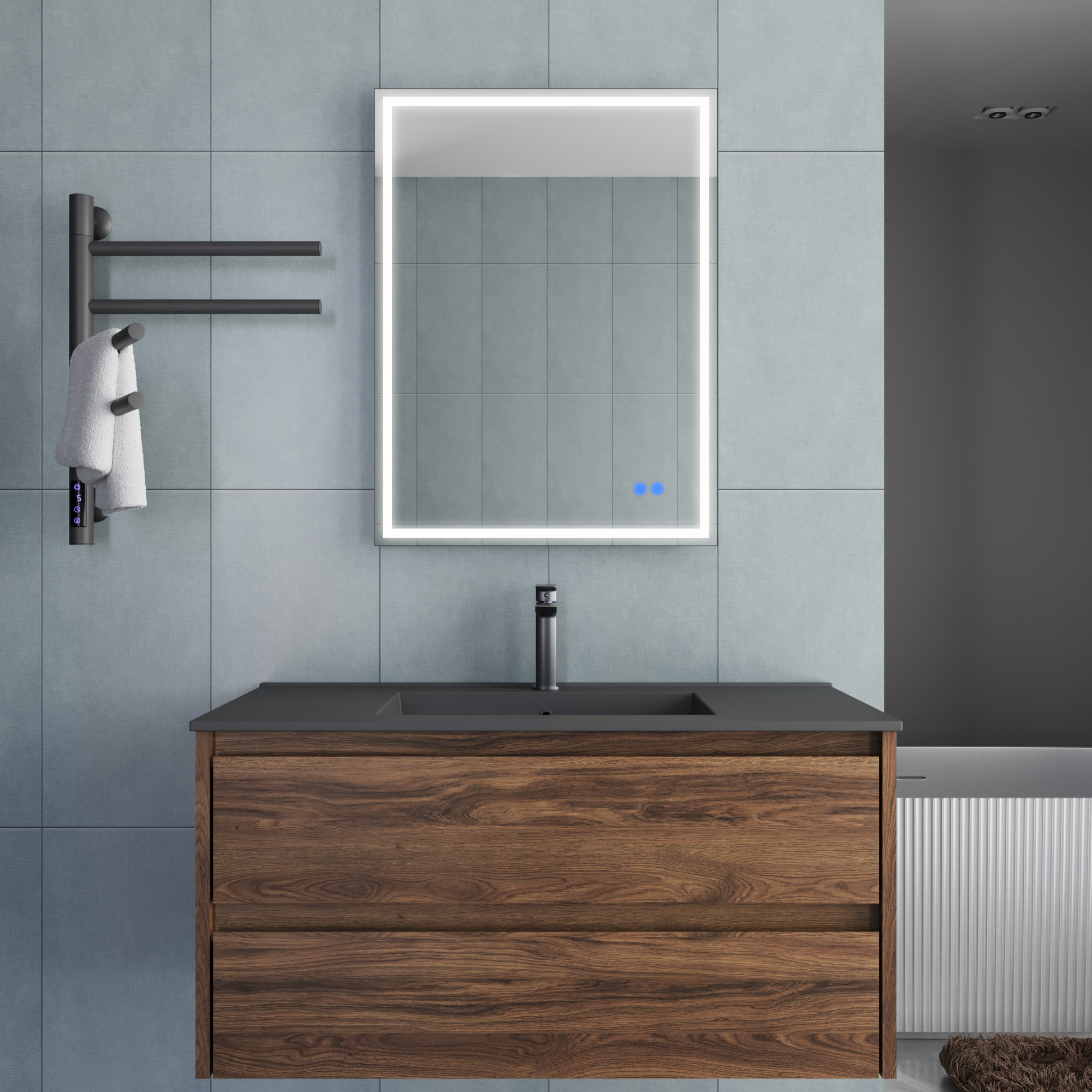 База под раковину Gio 1000 подвесная, 2 выкатных ящика soft-close, C.Oak - Gidratop.ru изображение