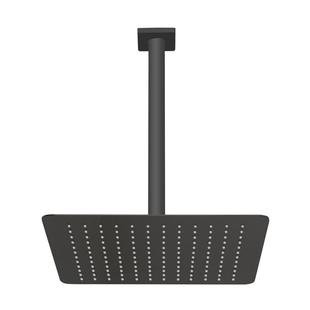 CZR-B-TDDQ-30/30-NOP Верхний душ квадратный, 30x30 см, с потолочным изливом 30 см, нержавеющая сталь, Чёрный матовый - Gidratop.ru изображение