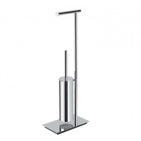 Colombo Square Стойка напольная с держателем т/б и ершиком, цвет: PVD нержавеющая сталь - Gidratop.ru изображение