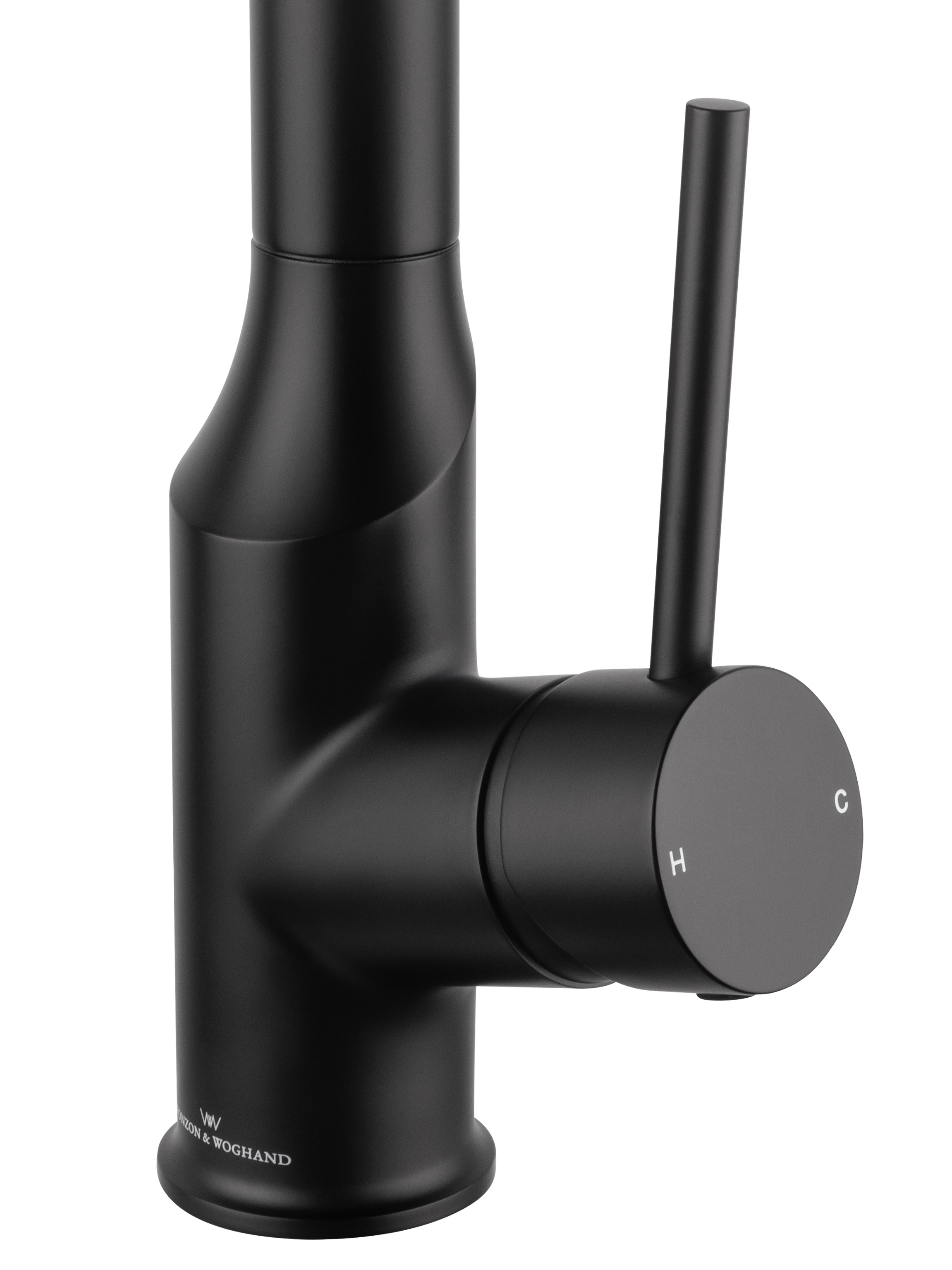 Смеситель для кухни с выдвижным изливом WONZON & WOGHAND, Черный матовый (WW-A21252-MB) - Gidratop.ru изображение