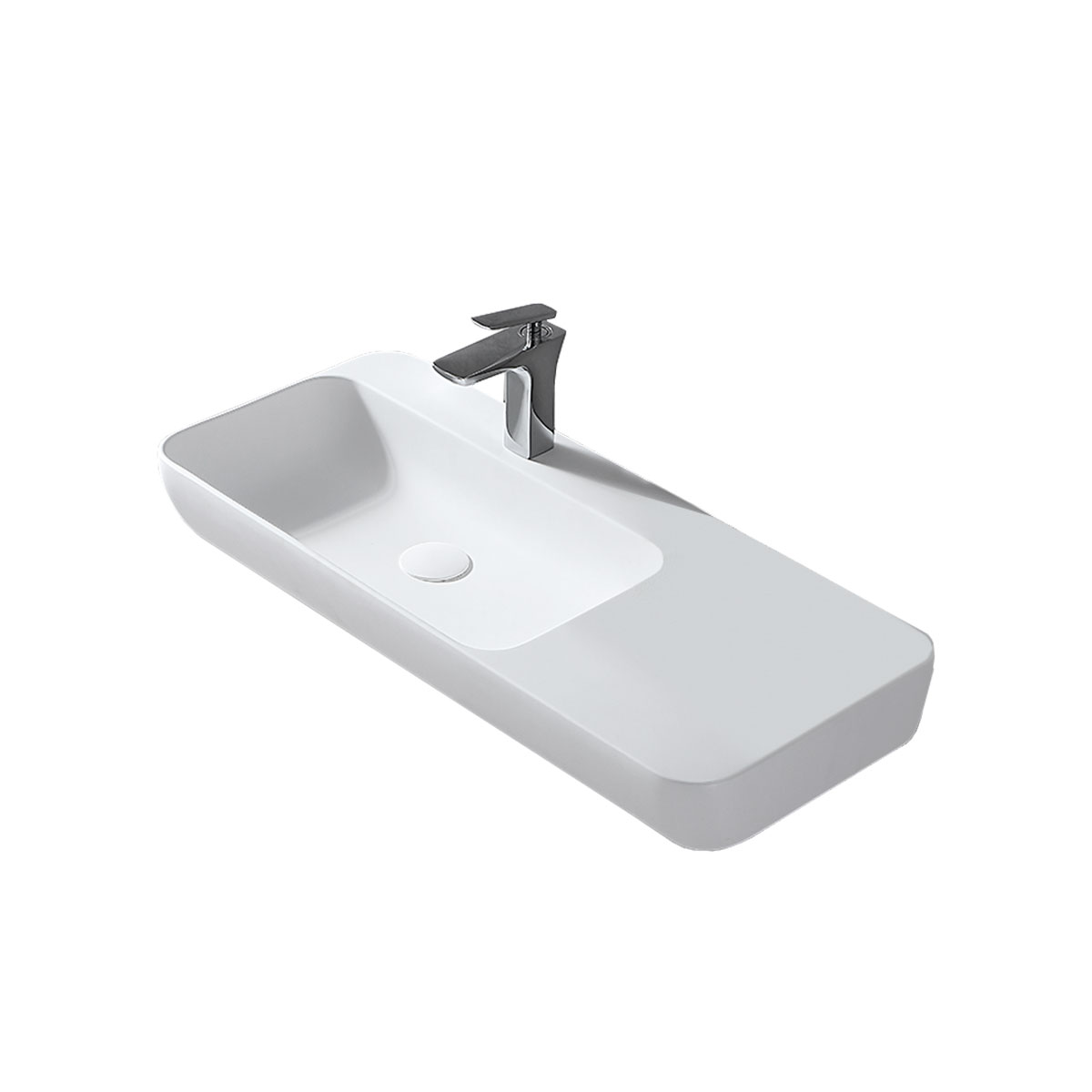 Раковина из искусственного камня Vincea VWB-6S590MW, 900*400*120, подвесная, цвет белый матовый - Gidratop.ru изображение