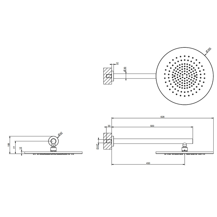 GESSI 316 верхний душ шарнирная для настенного крепления на 1/2, Oslash;350мм, цвет: brushed copper pvd - Gidratop.ru изображение