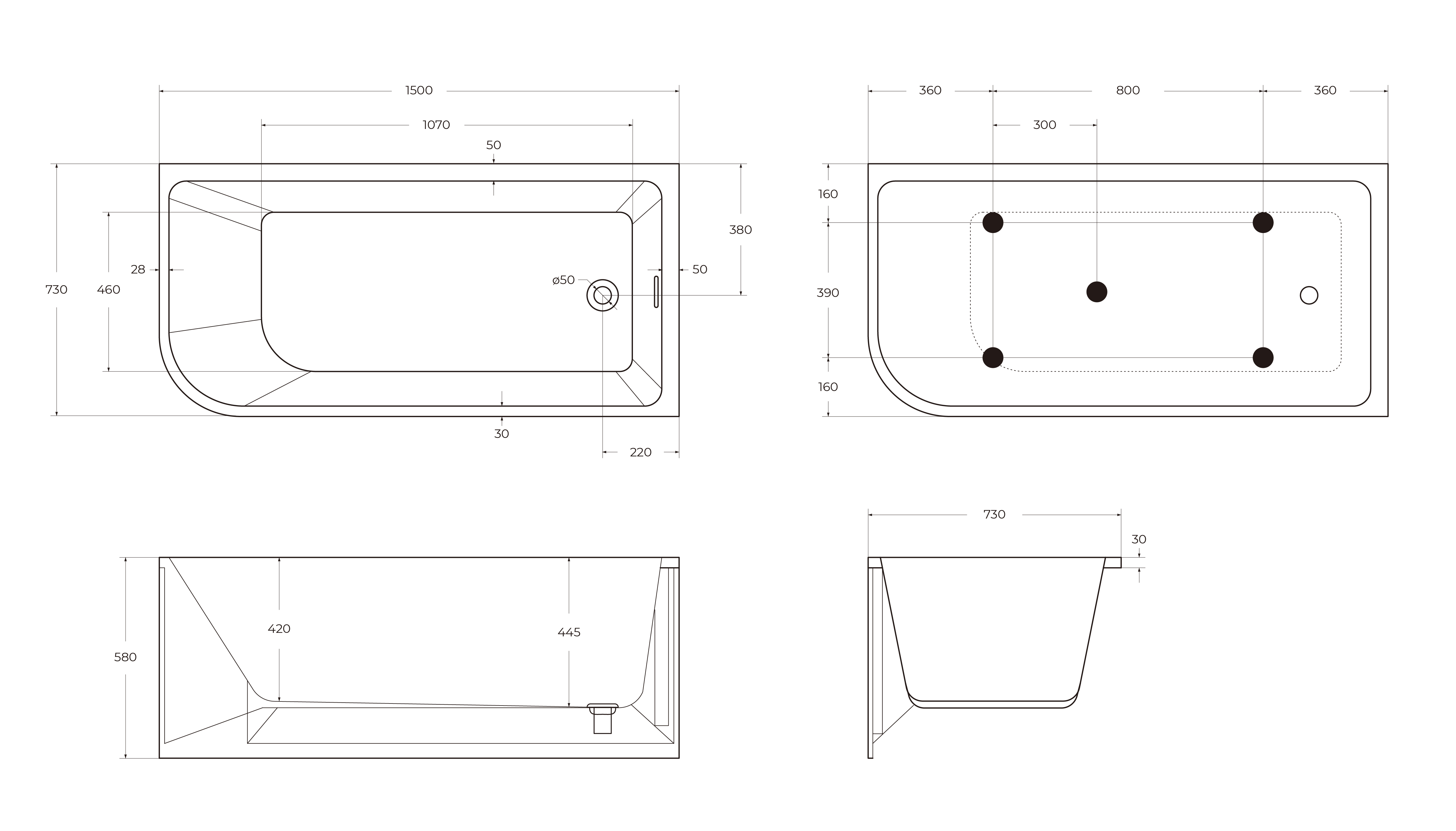 Акриловая ванна BELBAGNO BB712-1500-730-R - Gidratop.ru изображение