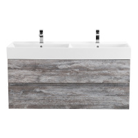 MOLVENO 46 База под раковину подвесная, под раковину с двумя чашами, с двумя выкатными ящиками, Legno Grigio, 1200x460x500, MOLVENO 46-120-2C-SO-2-LG - Gidratop.ru изображение